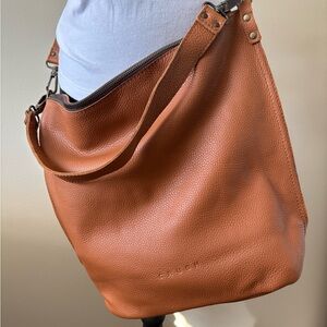 Crush Leather Goods Cognac Leather Hobo Bag